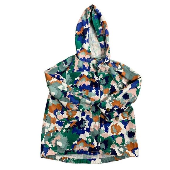Gymboree Toddler Camo Hooded Jacket XS Multicolored Pockets Long Sleeve Zip Snap - Picture 1 of 6